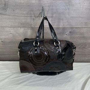 Coach f15474 Ashley Chocolate Patchwork Brown Leather Satchel